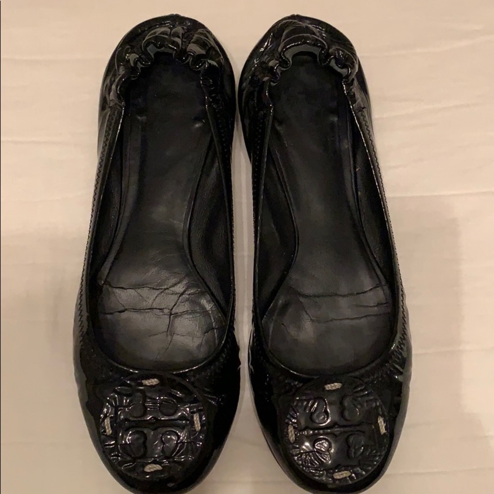 Tory Burch Reva flats in black patent leather